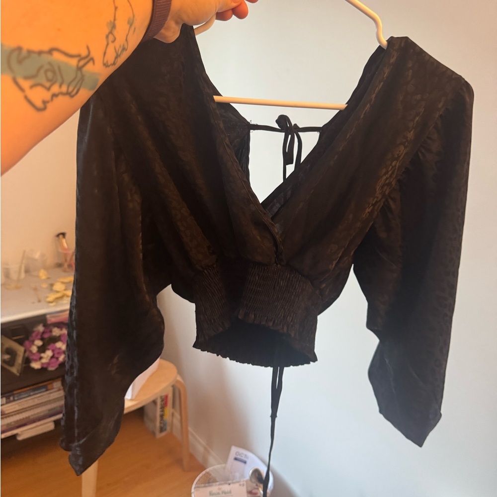 Altar'd State Black Wrap Blouse